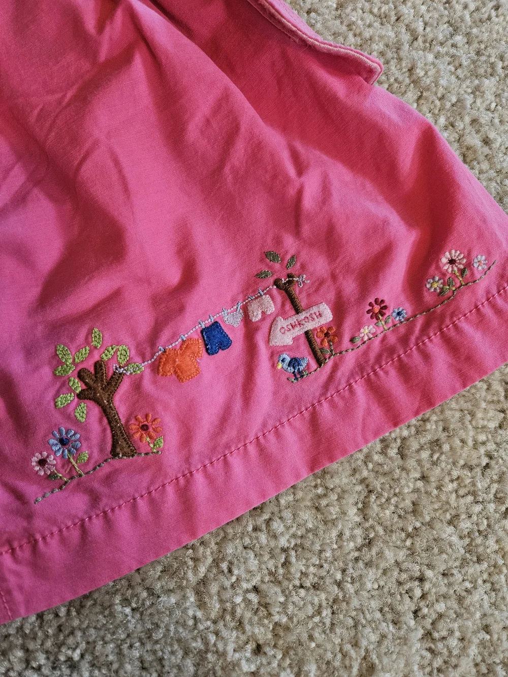 OshKosh B'gosh Bright Pink Embroidered Bird & Flower Jumper - Size 12mo
